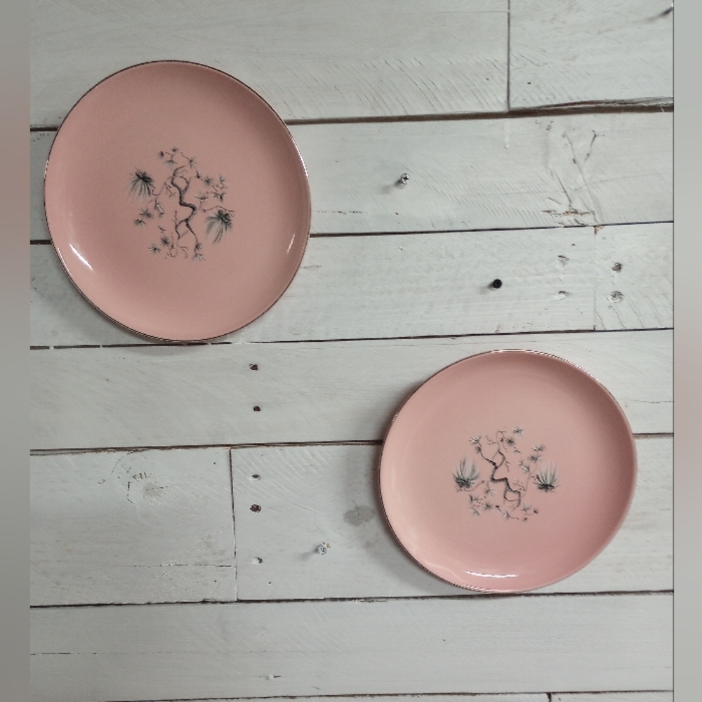 Set of Two Taylor, Smith & Taylor Dwarf Pine, Pink Plates Wall Decor Shabby Chic